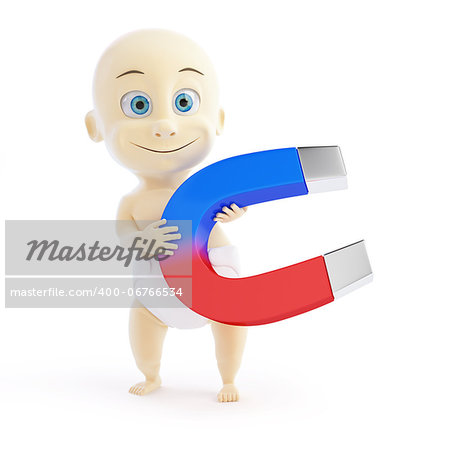 baby magnetic field 3d Illustrations on a white background