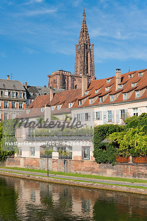 Houses of Strasbourg at the background of Strasbourg Cathedral. GPS information is in the file