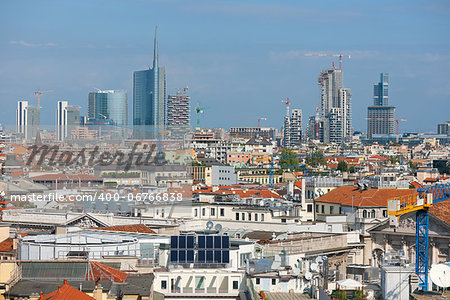 Urban view of Milan in summer day. GPS information is in the file