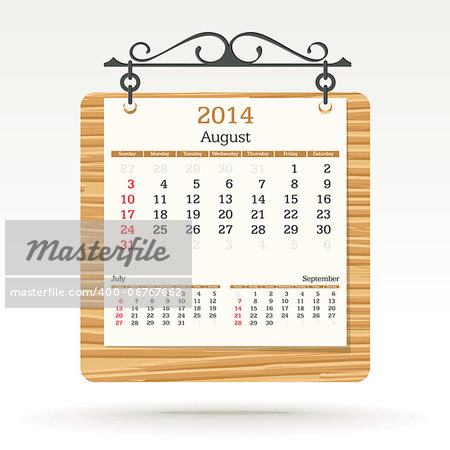 august 2014 - calendar - vector illustration