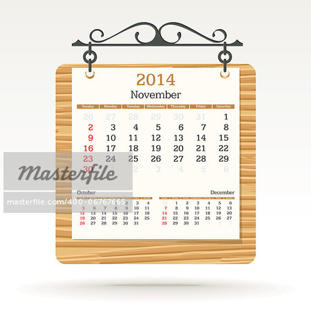 november 2014 - calendar - vector illustration