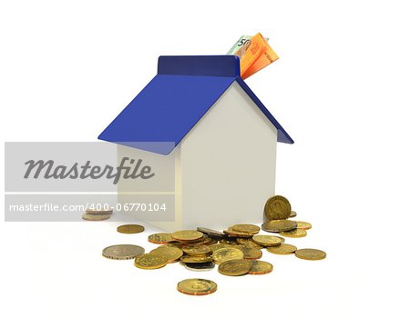 House and coins, property investment concept