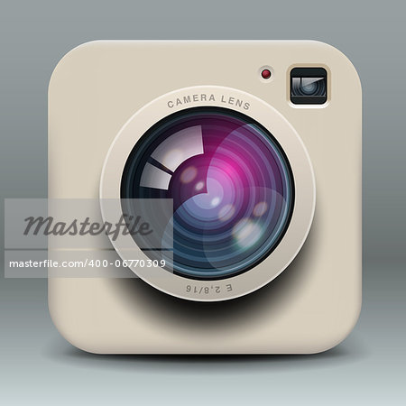 White photo camera icon, vector Eps10 illustration.