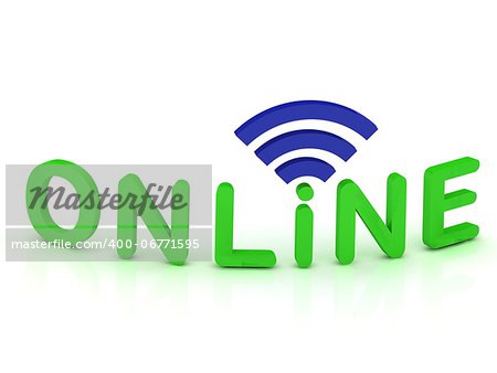 online signal sign with green letters on white background
