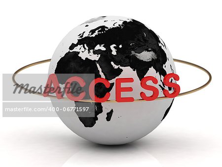Access inscription in red letters around the earth