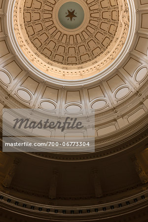 View of the ceiling inside the Rotunda of the Texas state capitol building, Austin, Texas, USA