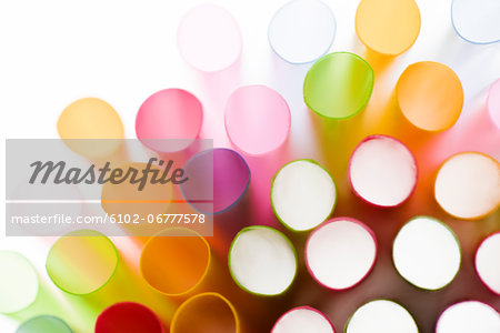 Studio shot of colorful drinking straws