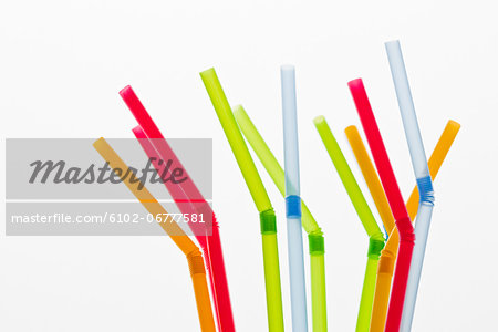 Studio shot of colorful drinking straws
