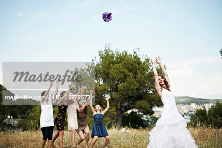 Bride Throwing Bridal Bouquet, Croatia, Europe