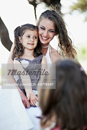 Bride With Two Children Outdoors, Croatia, Europe