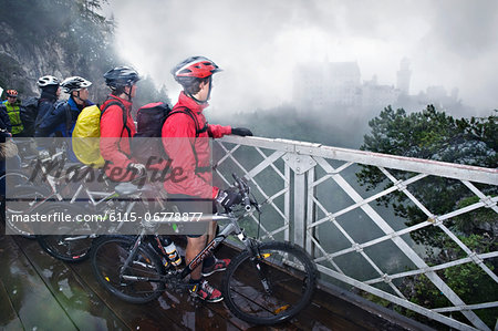 Group Of Mountain Bikers, Schwangau-Bleckenau, Bavaria, Germany