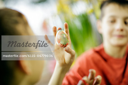 Two Boys Painting Eggs, Osijek, Croatia, Europe