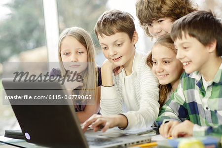 Children using digital tablet, Osijek, Croatia, Europe