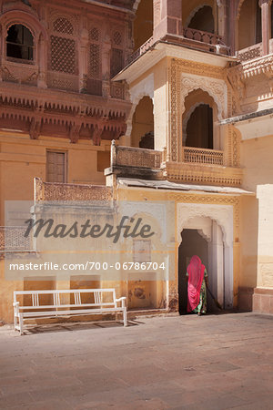 Courtyard in Meharangarh Fort in Old Quarter of Jodhpur, Rajasthan, India