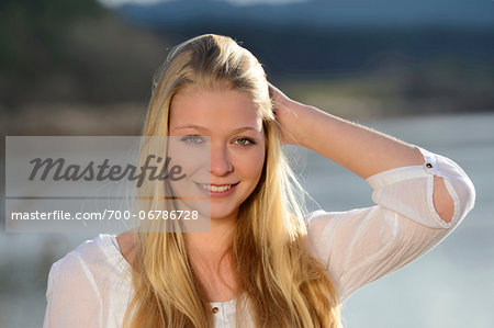 Portrait of a blond Teenage Girl outdoors, Bavaria, Germany