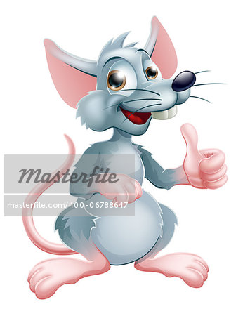Illustration of a cute happy cartoon rat character