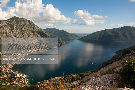 The blue colors of skies and waters of Boka Kotorska, Montenegro