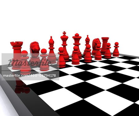 3D Illustration with chess and checkers