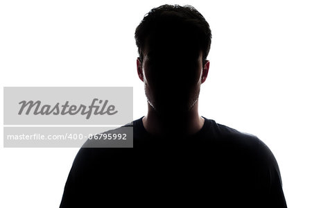 Typical upper body man silhouette wearing a tshirt - misterious face