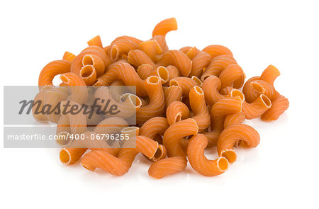 Orange pasta. Isolated on white background