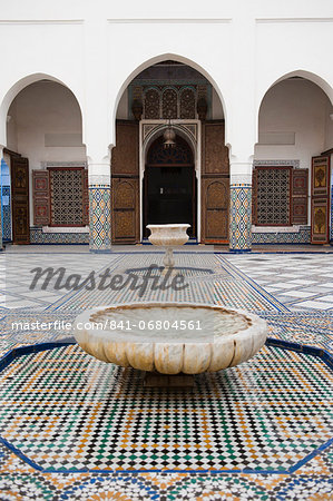 Marrakech Museum, fountain in the interior, Old Medina, Marrakech, Morocco, North Africa, Africa