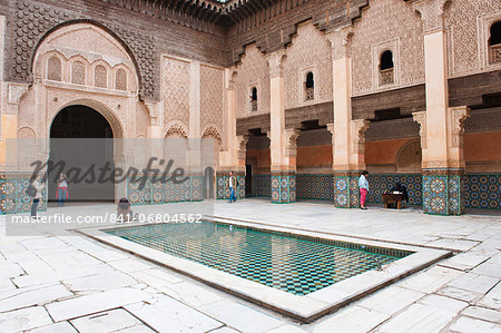 Tourists visiting Medersa Ben Youssef, the old Islamic school, Old Medina, Marrakech, Morocco, North Africa, Africa