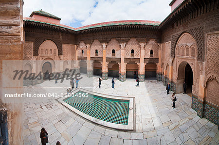 Tourists visiting Medersa Ben Youssef, the old Islamic Koranic school, Old Medina, Marrakech, Morocco, North Africa, Africa