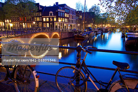 Keizersgracht at night, Amsterdam, Netherlands, Europe.