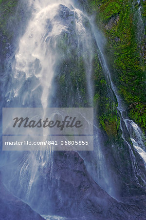 Waterfall, Milford Sound, Fiordland National Park, UNESCO World Heritage Site, Southland, South Island, New Zealand, Pacific