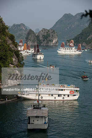 Cruise boats in Halong Bay, UNESCO World Heritage Site, Vietnam, Indochina, Southeast Asia, Asia Cruise boats in Halong Bay, UNESCO World Heritage Site, Vietnam, Indochina, Southeast Asia, Asia