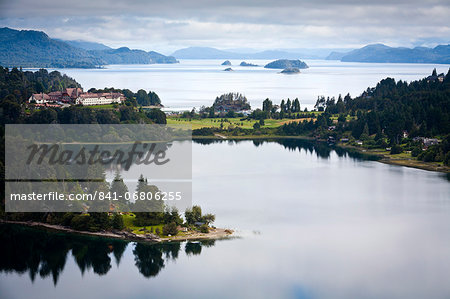 View over Nahuel Huapi lake and Llao Llao hotel near Bariloche, Lake District, Patagonia, Argentina, South America