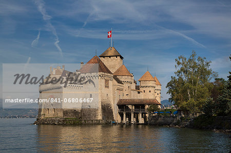 The Castle of Chillon, on Lake Geneva, Montreux, Canton Vaud, Switzerland, Europe