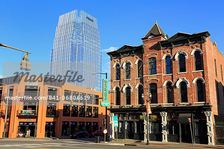 Pinnacle Tower and Broadway Street, Nashville, Tennessee, United States of America, North America