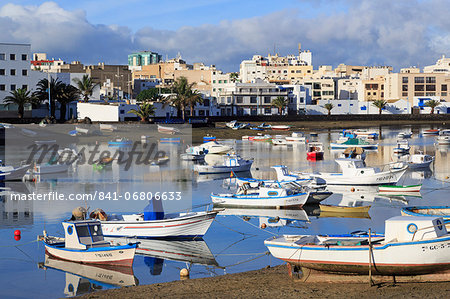 Fishing boats in Charco de San Gines, Arrecife, Lanzarote Island, Canary Islands, Spain, Atlantic, Europe