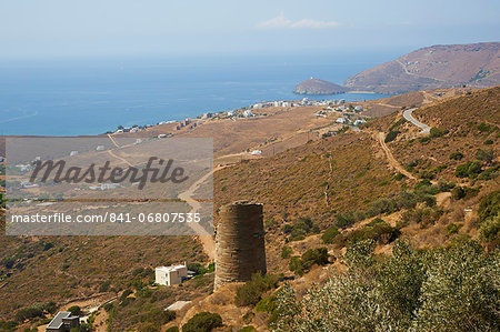 Hellenic tower, Agios Petros, Andros Island, Cyclades, Greek Islands, Greece, Europe