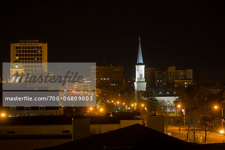 Overview of Downtown Macon, Georgia at Night