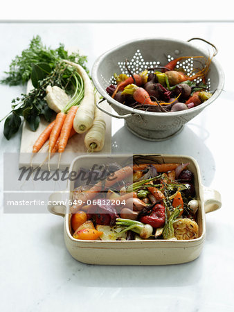 Selection of baked vegetables