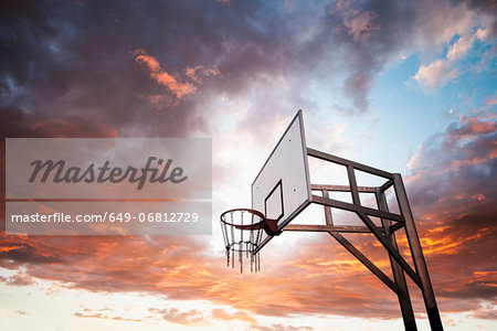 Basketball hoop and dramatic sky