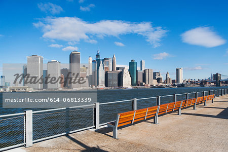 Waterfront view of  Manhattan skyline, New York City, USA