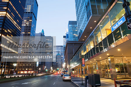 Park avenue at dusk, New York City, USA