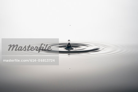 Water droplet falling into water