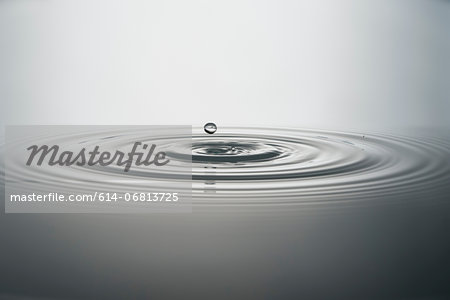 Water droplet falling into water