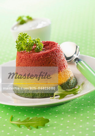 Three-colored vegetable flan