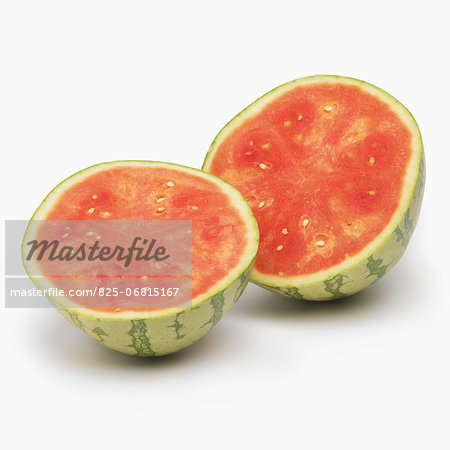 Cut-out watermelon cut in half