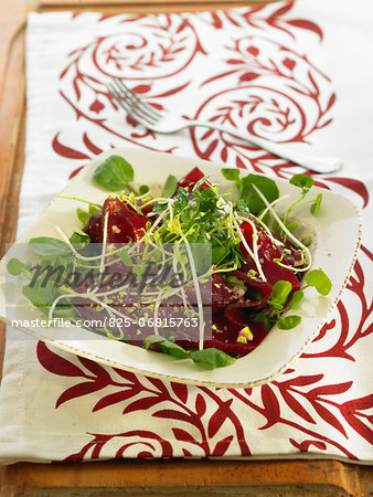 Beetroot,watercress,pistachio and sprouted seed salad