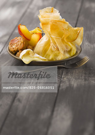 Apple, Andouillette and Camembert purse