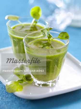 Chilled cream of pea and watercress soup Chilled cream of pea and watercress soup
