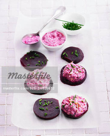 Beetroot,faisselle and walnut savoury macaroons