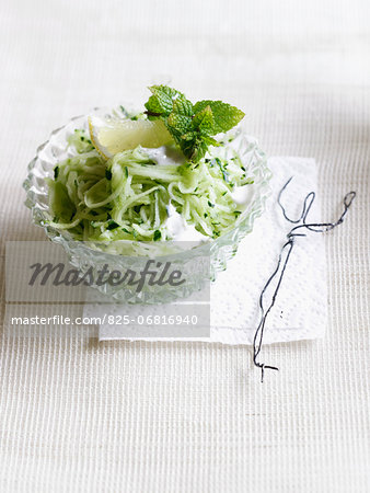 Grated cucumber with lemon,mint and yoghurt