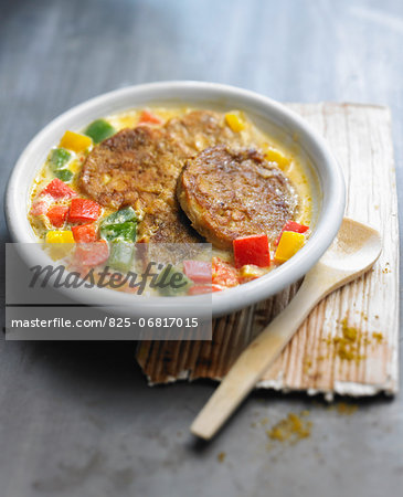 Tempeh curry with peppers and coconut milk